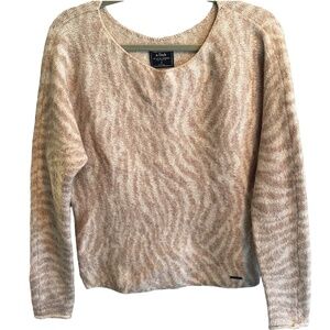 Abercrombie & Fitch Sweater Scoop Neck Tan Animal Print Fuzzy Sweater S